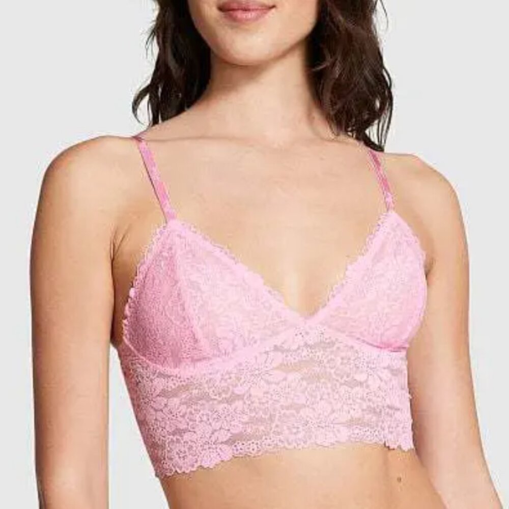Victoria's Secret Pink Bubble Floral Lace Wink Longline Bralette